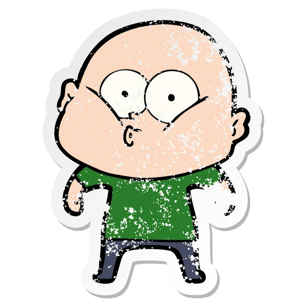 bakan bir karikatür kel adamın sıkıntılı etiket