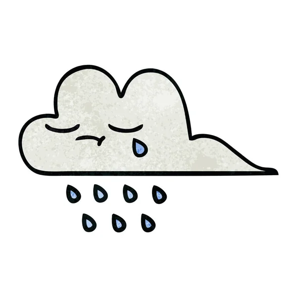 Kreslené Textury Retro Grunge Rain Cloud — Stockový vektor