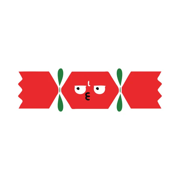 Colore Piatto Cartone Animato Retrò Cracker Natale — Vettoriale Stock