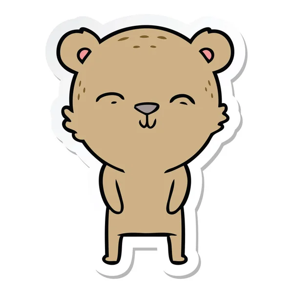 Etiqueta de um urso de desenhos animados feliz — Vetor de Stock