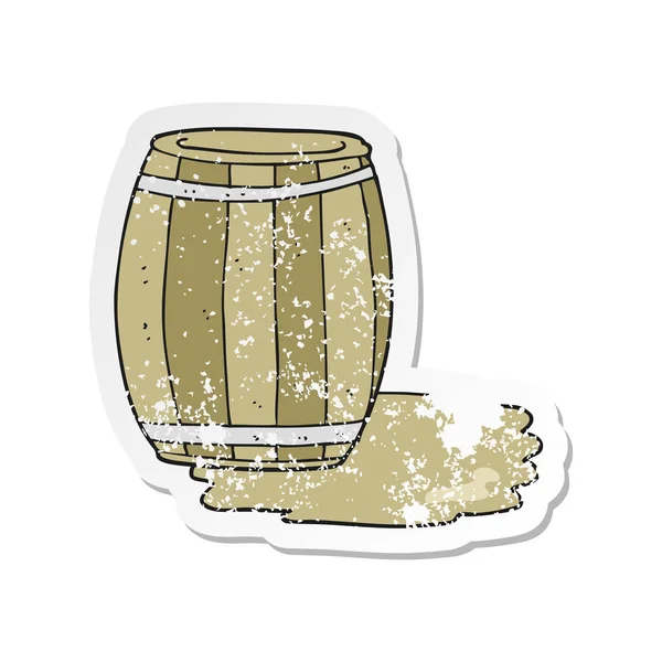 Etiqueta angustiada retro de um barril dos desenhos animados da cerveja — Vetor de Stock