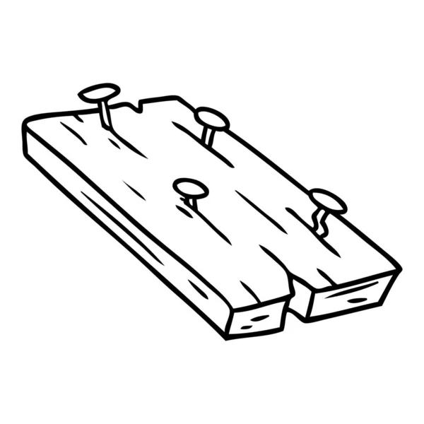 Handgezeichnete Linienzeichnung Gekritzel Von Nägeln Einem Brett — Stockvektor
