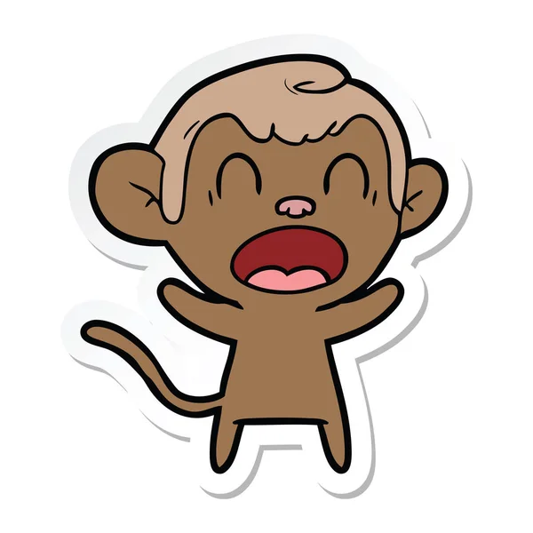 Sticker Shouting Cartoon Monkey — Stock Vector