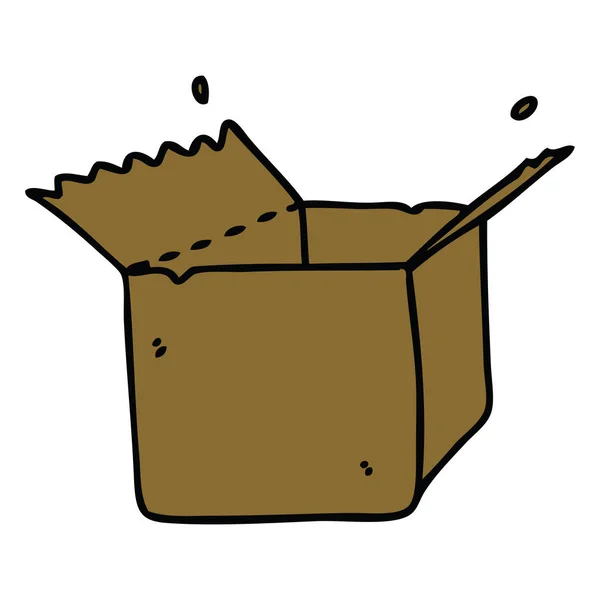 Hand Drawn Quirky Cartoon Open Box — Stock Vector