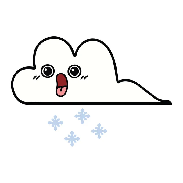 雪の雲のかわいい漫画 — ストックベクタ