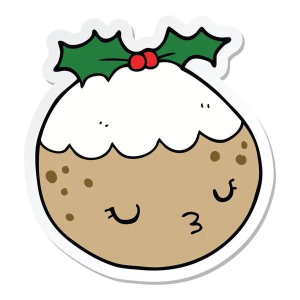 Autocollant Pudding Noël Dessin Animé Mignon — Image vectorielle