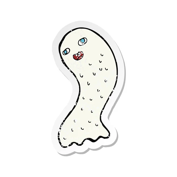 Retro distressed sticker of a funny cartoon ghost — Stock Vector