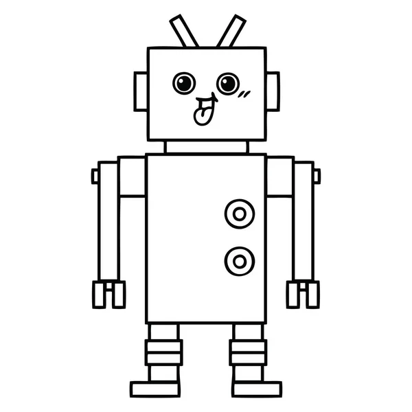 Line drawing cartoon robot — Stock Vector