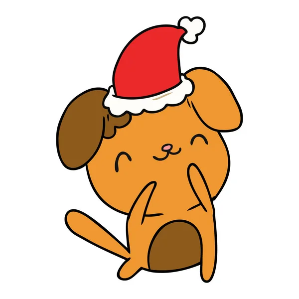 Desenhos animados de Natal do cão kawaii —  Vetores de Stock