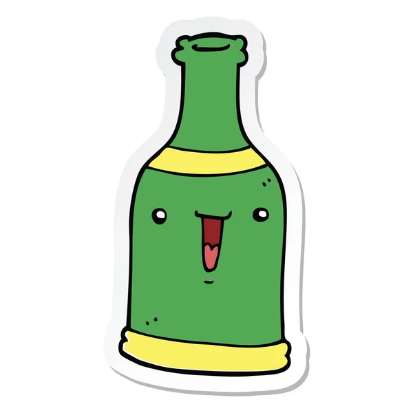 Adesivo Una Bottiglia Birra Cartone Animato — Vettoriale Stock