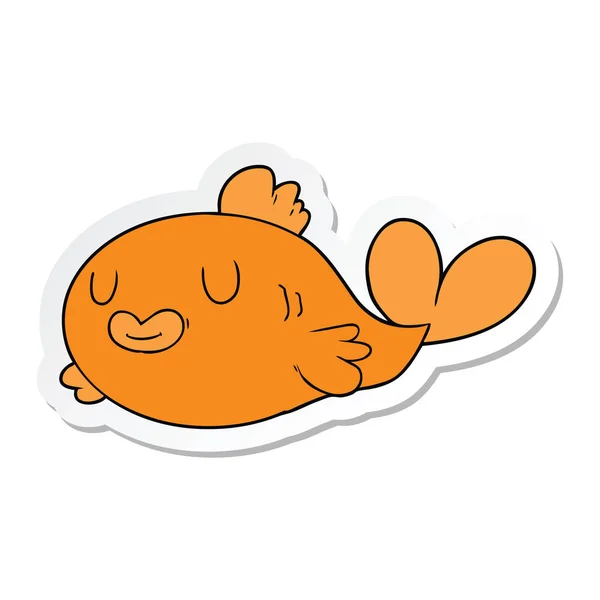 Sticker Happy Cartoon Fish — Stock Vector