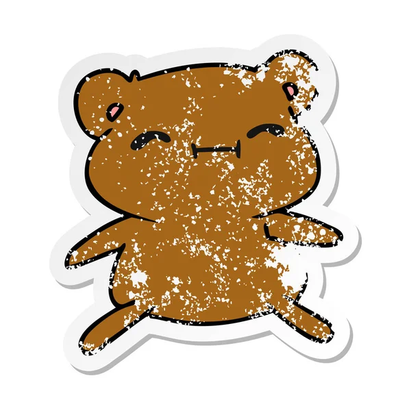 Verontruste sticker cartoon kawaii schattige teddybeer — Stockvector