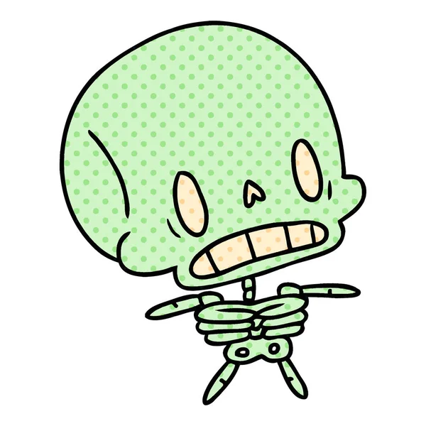 Cartoon Illustration Kawaii Cute Dead Skeleton — Stock Vector