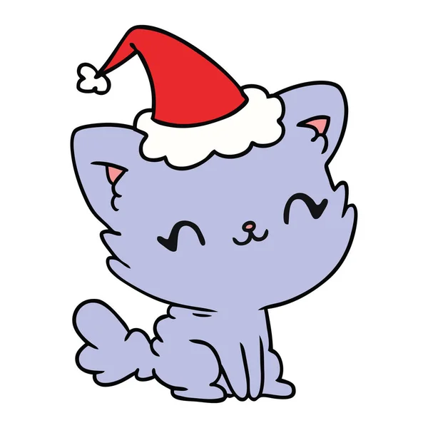 Desenhos animados de Natal de gato kawaii — Vetor de Stock