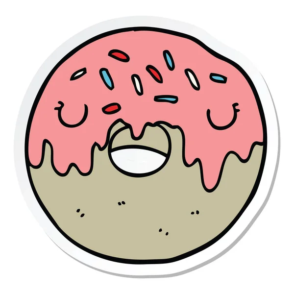 Etiqueta de um donut de desenho animado — Vetor de Stock