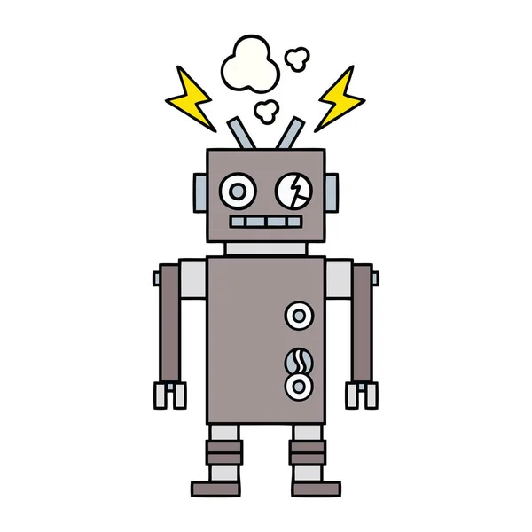 Lindo Dibujo Animado Robot Mal Funcionamiento — Vector de stock