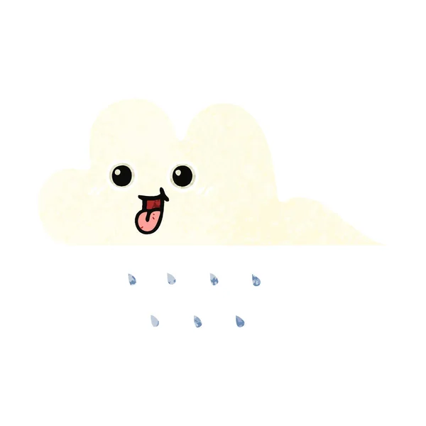 Retro illustrazione stile cartone animato pioggia nuvola — Vettoriale Stock