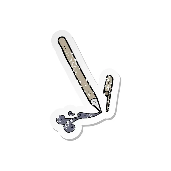 Retro Distressed Sticker Cartoon Pen — Stock Vector