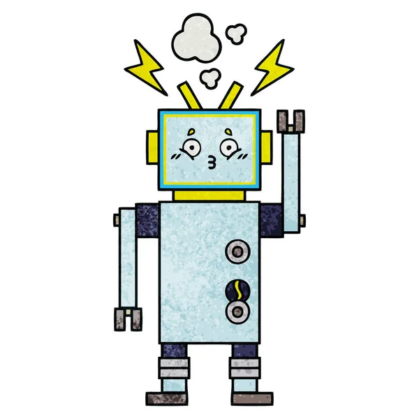 Retro Streszczenie Tekstura Kreskówka Robota — Wektor stockowy