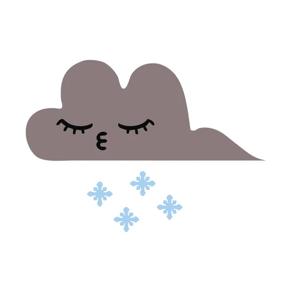 Flache Farbe Retro Cartoon Sturm Schnee Wolke — Stockvektor