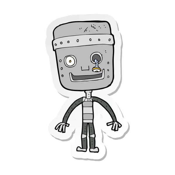 Sticker of a cartoon funny robot — Stock Vector