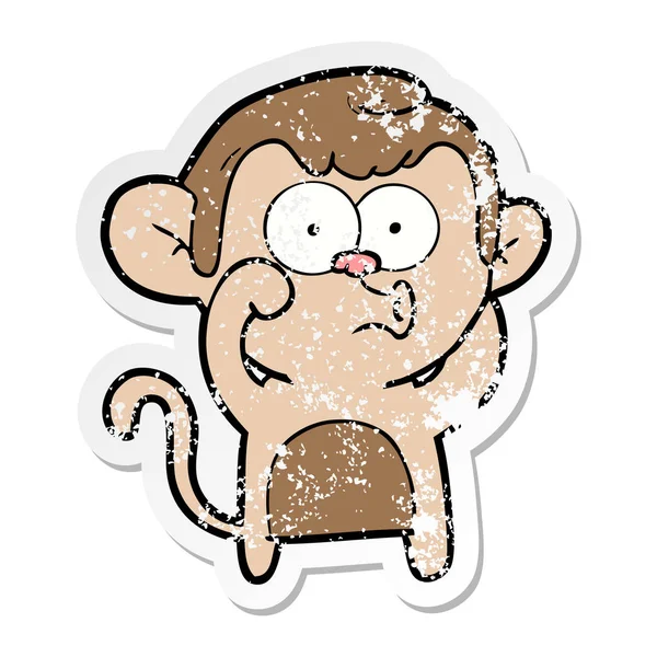 Adesivo angosciato di una scimmia di hooting del fumetto — Vettoriale Stock