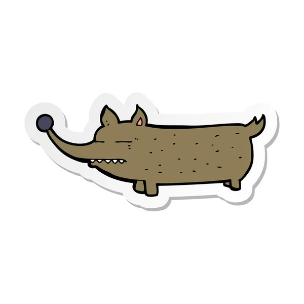 Sticker of a cartoon funny little dog — Stock Vector
