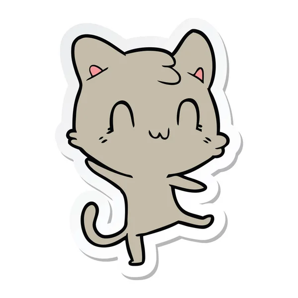 Sticker van een cartoon gelukkige kat — Stockvector