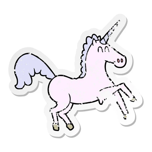 Stiker menyedihkan dari kartun unicorn - Stok Vektor