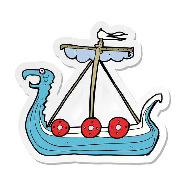 Pegatina Barco Vikingo Dibujos Animados — Archivo Imágenes Vectoriales
