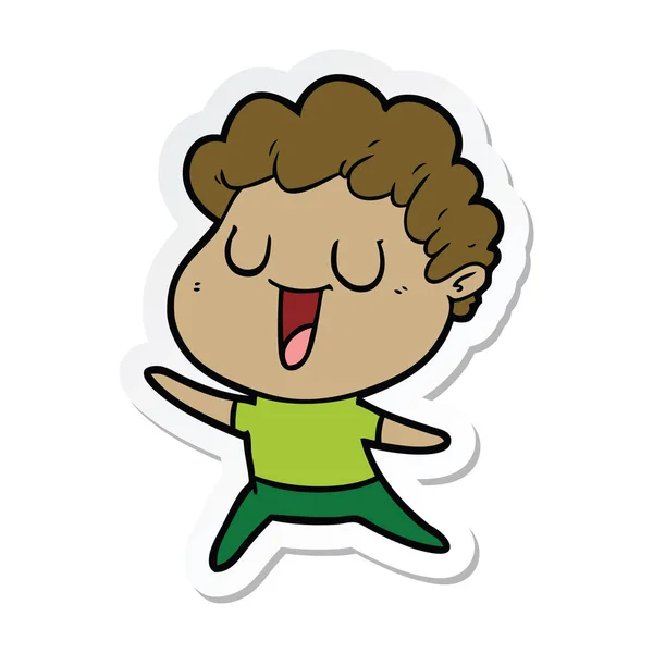 Sticker Laughing Cartoon Man — Stock Vector