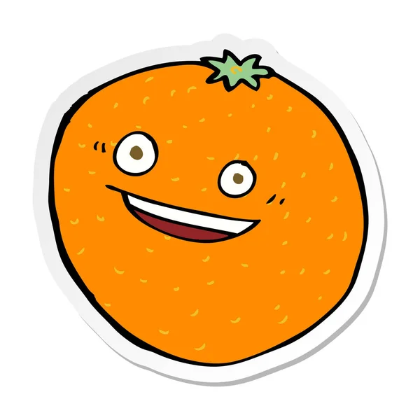 Autocollant Heureux Dessin Animé Orange — Image vectorielle