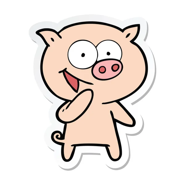 Autocollant Dessin Animé Cochon Riant — Image vectorielle