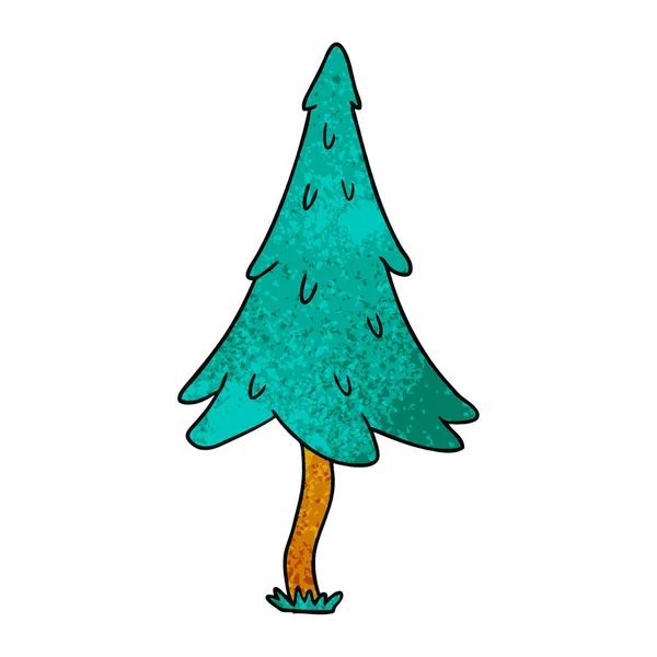 手绘纹理的林地松树涂鸦 — 图库矢量图片