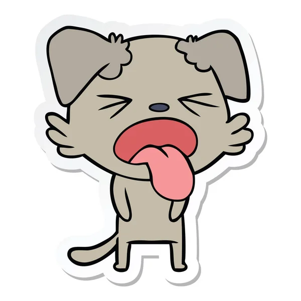 Sticker of a cartoon disgusted dog — Stock Vector