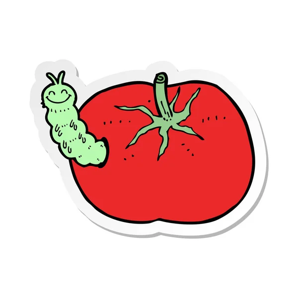 Klistermärke Tecknad Tomat Med Bugg — Stock vektor