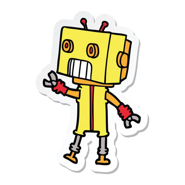 Bir Çizgi Film Robot Sticker — Stok Vektör