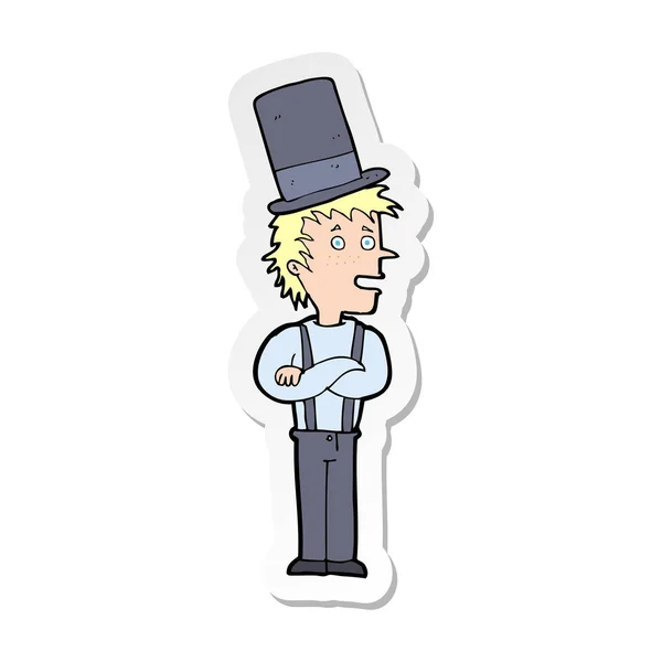 Sticker van een cartoon man dragen hoge hoed — Stockvector