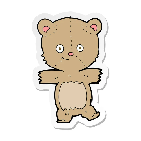 Pegatina Oso Peluche Divertido Dibujos Animados — Vector de stock