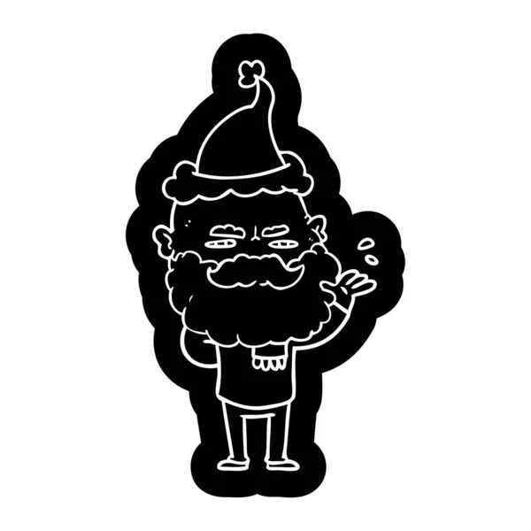 Мультфильм икона пренебрежительного человека с бородой нахмурился носить сан — стоковый вектор