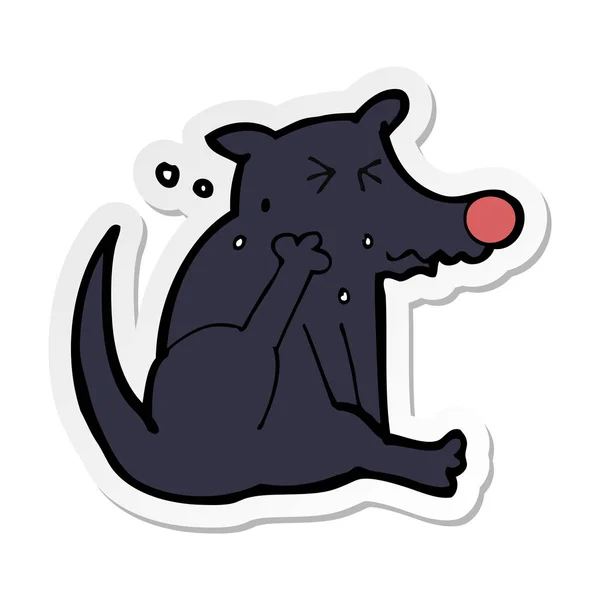 Sticker Van Hond Van Een Cartoon Krabben — Stockvector