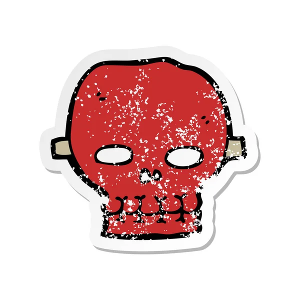 Retro Noodlijdende Sticker Van Een Cartoon Spooky Schedel Masker — Stockvector