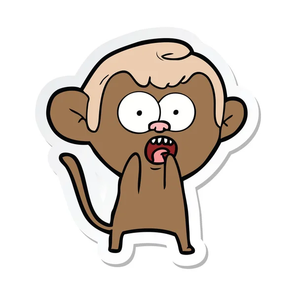 Adesivo di una scimmia scioccata cartone animato — Vettoriale Stock