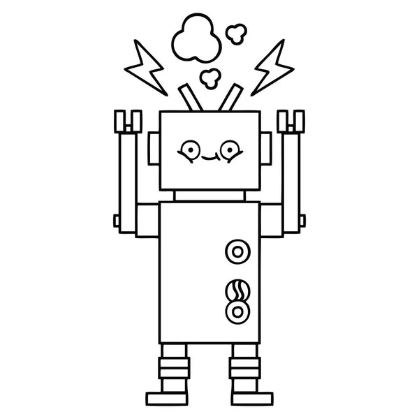 Γραμμικό σχέδιο καρτούν ρομπότ — Διανυσματικό Αρχείο