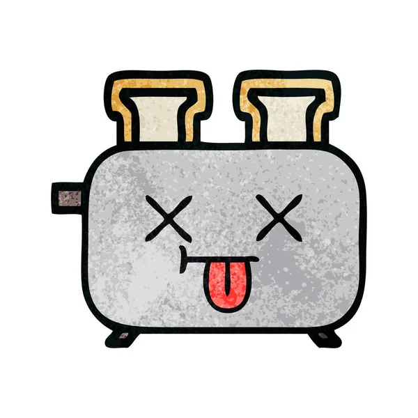 Retro Grunge Texture Cartoon Toaster — Stock Vector