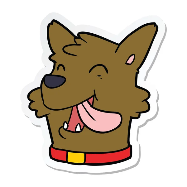 Adesivo di un cartone animato volto cane felice — Vettoriale Stock