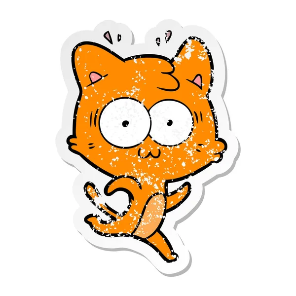 놀란된 고양이의 고민된 스티커 — 스톡 벡터