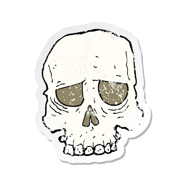 Retro Distressed Sticker Cartoon Spooky Skull — Stock Vector