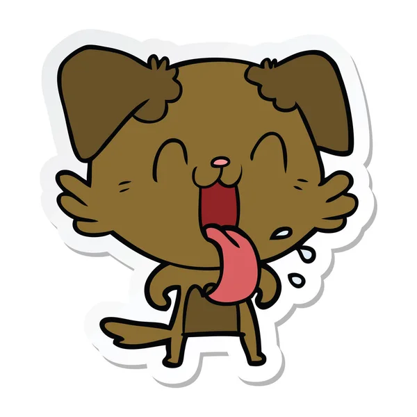 Sticker of a cartoon panting dog — Stock Vector