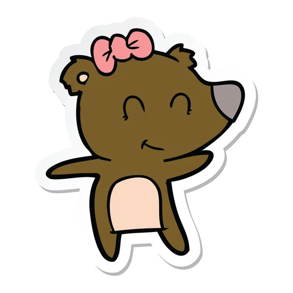 Pegatina de una caricatura de oso hembra — Vector de stock